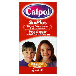 Calpol Six + 250mg/5ml Oral Suspension  Orange Flavour 60 ml 