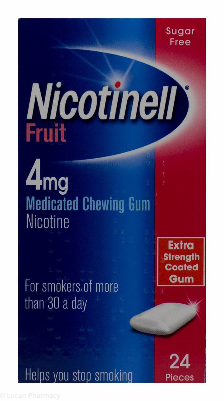 Nicotinell 4mg Medicated Chewing Gum Fruit - 24 Pieces (High Strength Coated Gum)